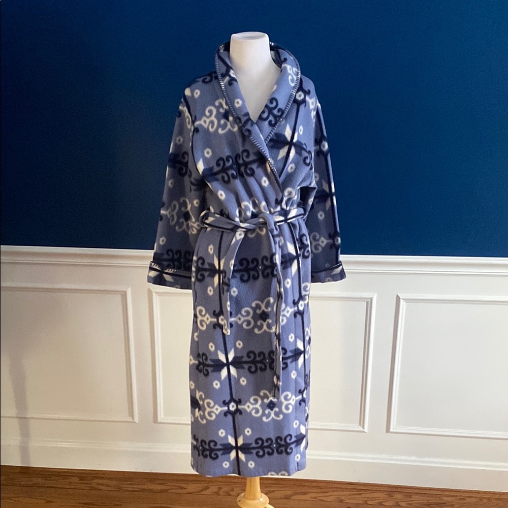 Bill Blass Cozy Woman’s Blue Patterned Robe size M